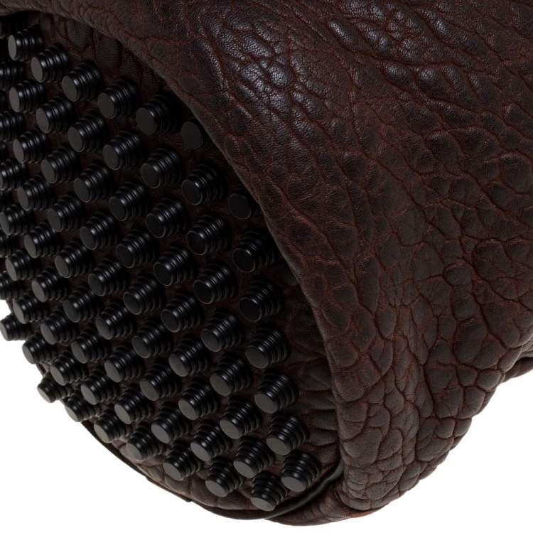 Pre Owned Alexander Wang Dark Brown Textured Leather Diego Bucket Bag
