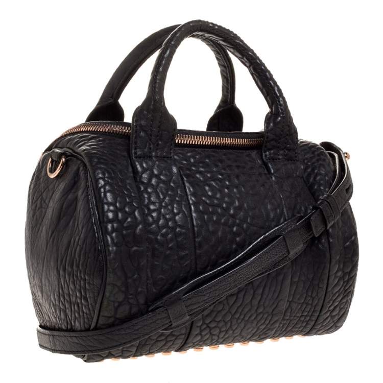 Pre Owned Alexander Wang Black Textured Leather Rocco Duffel Bag