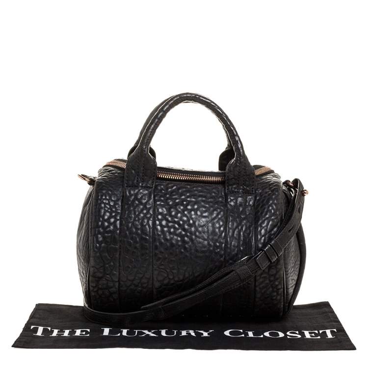 Pre Owned Alexander Wang Black Textured Leather Rocco Duffel Bag