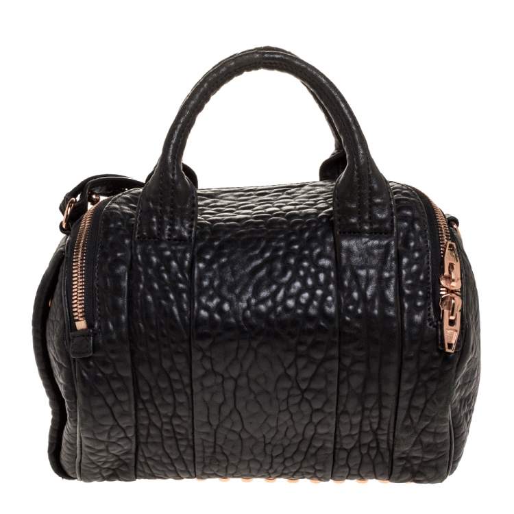 Pre Owned Alexander Wang Black Textured Leather Rocco Duffel Bag