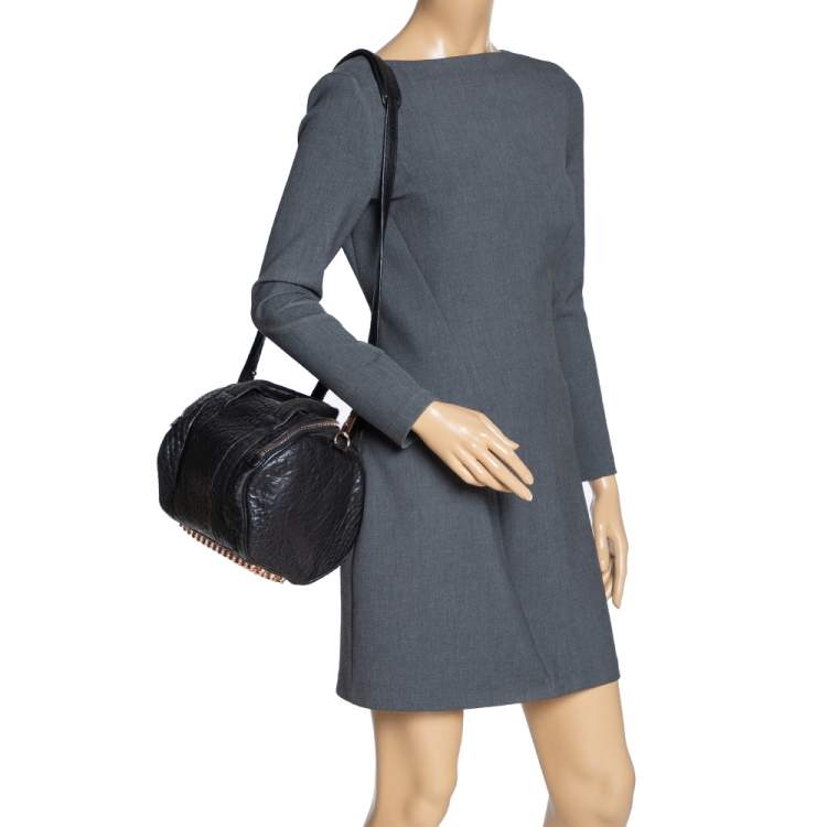 Pre Owned Alexander Wang Black Textured Leather Rocco Duffel Bag
