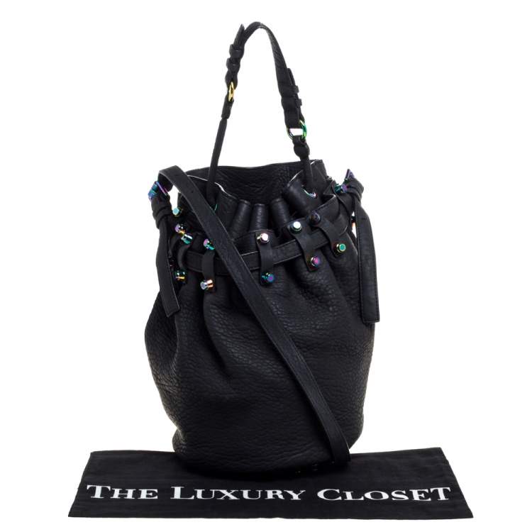Pre Owned Alexander Wang Black Textured Leather Diego Bucket Bag