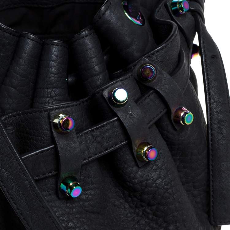 Pre Owned Alexander Wang Black Textured Leather Diego Bucket Bag