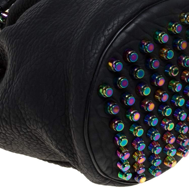 Pre Owned Alexander Wang Black Textured Leather Diego Bucket Bag
