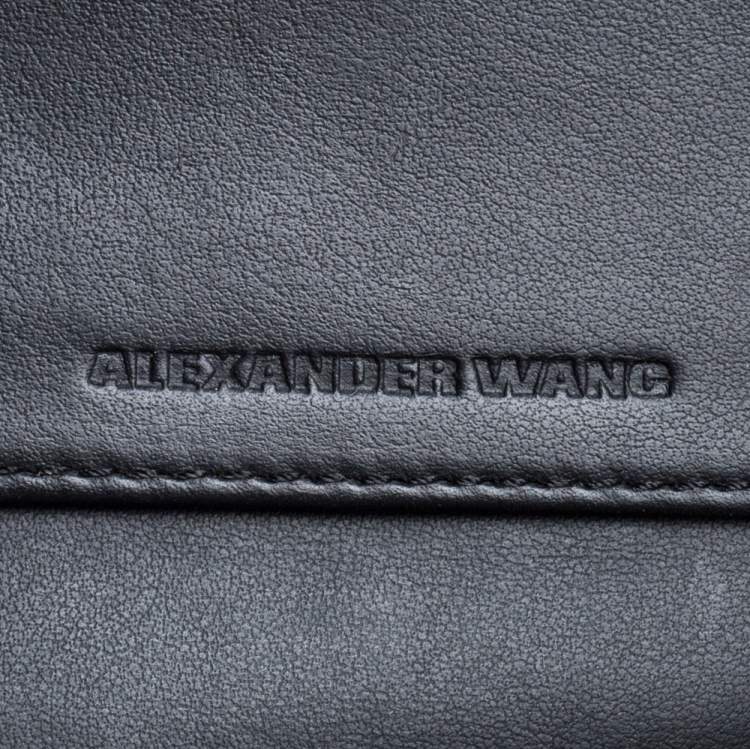 Pre Owned Alexander Wang Black Rose Embossed Leather Prisma Biker Shoulder Bag