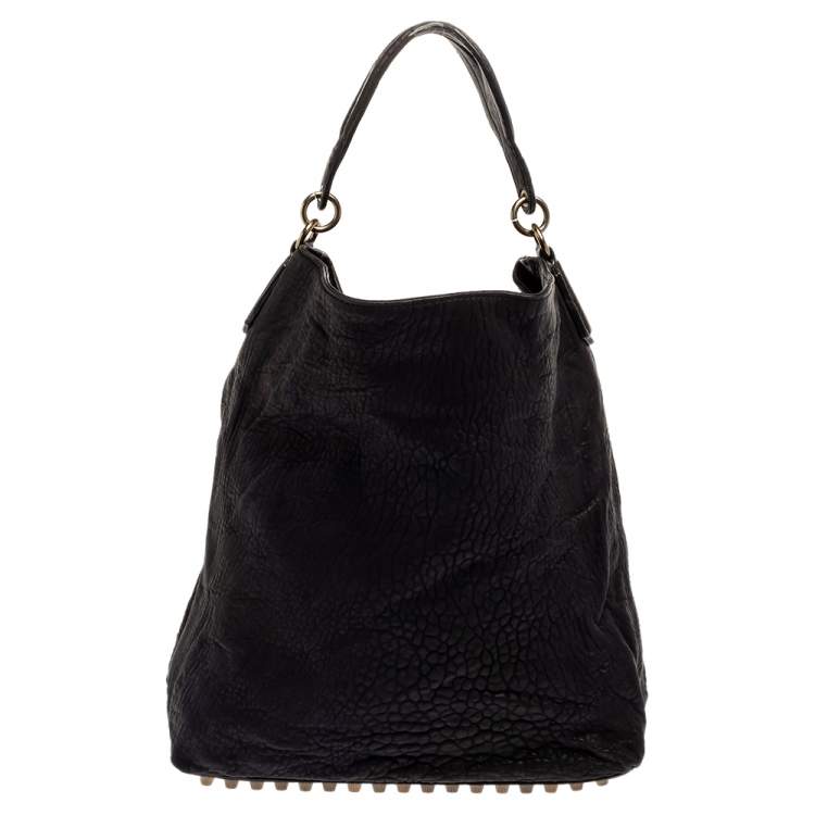Pre Owned Alexander Wang Dark Purple Textured Leather Darcy Hobo