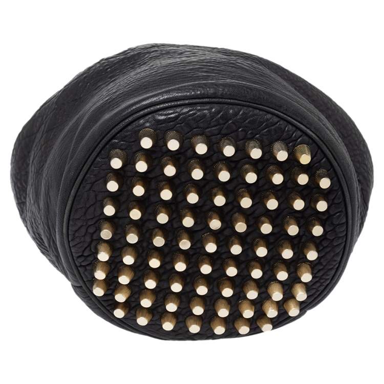 Pre Owned Alexander Wang Black Textured Leather Diego Bucket Bag