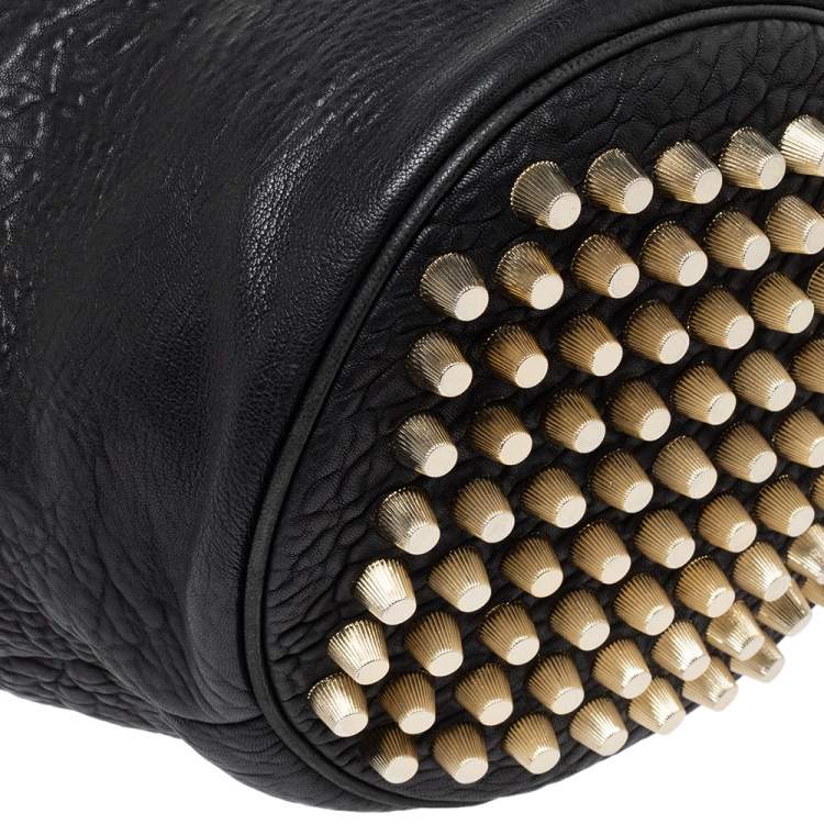 Pre Owned Alexander Wang Black Textured Leather Diego Bucket Bag
