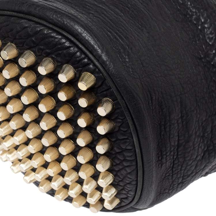 Pre Owned Alexander Wang Black Textured Leather Diego Bucket Bag