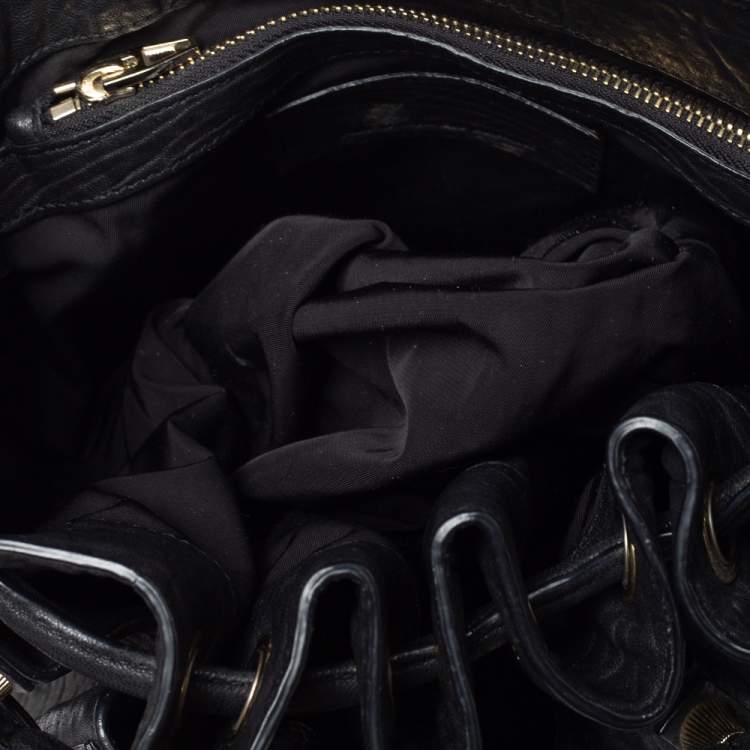 Pre Owned Alexander Wang Black Textured Leather Diego Bucket Bag