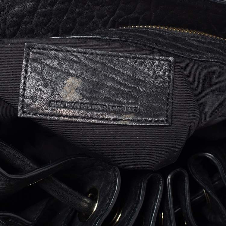 Pre Owned Alexander Wang Black Textured Leather Diego Bucket Bag