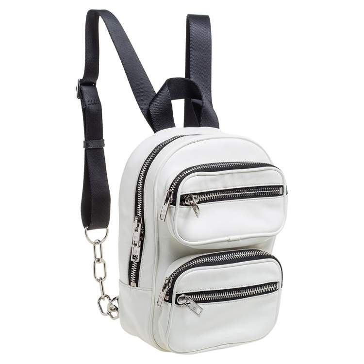Pre Owned Alexander Wang White Leather Medium Attica Backpack