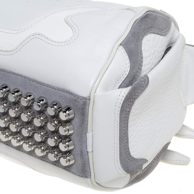 Pre Owned Alexander Wang White Leather and Suede Small Rockie Sneaker Satchel