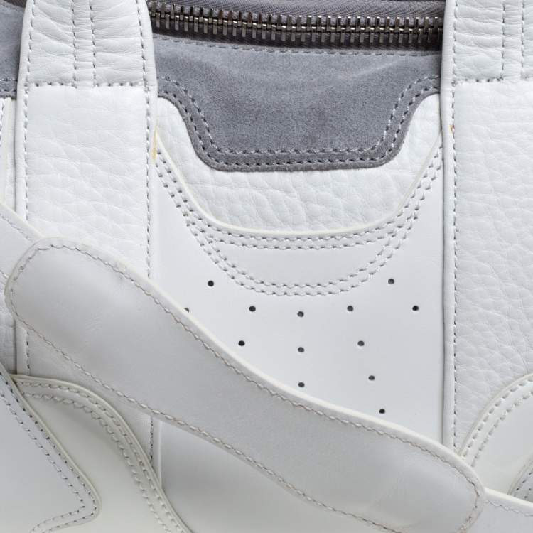 Pre Owned Alexander Wang White Leather and Suede Small Rockie Sneaker Satchel