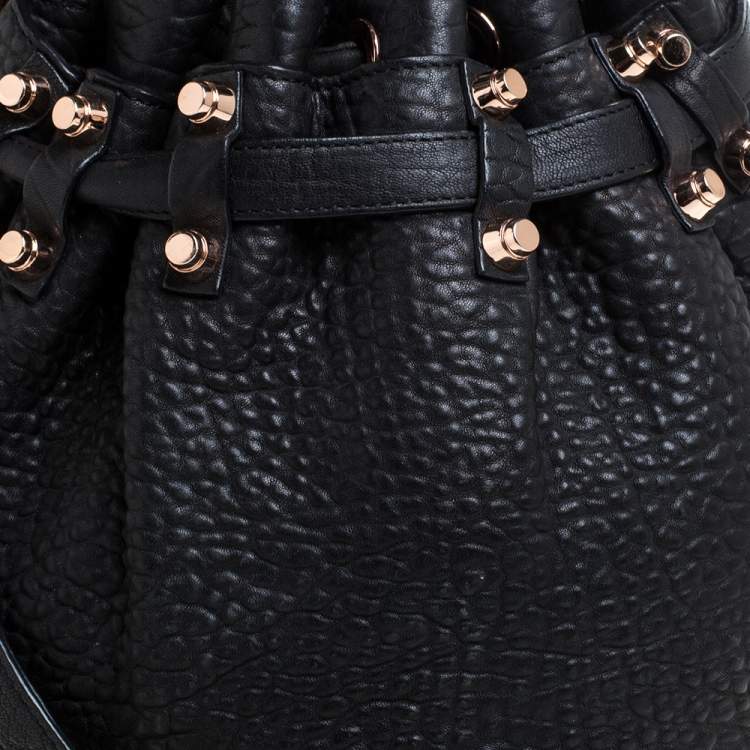 Pre Owned Alexander Wang Black Textured Leather Diego Bucket Bag