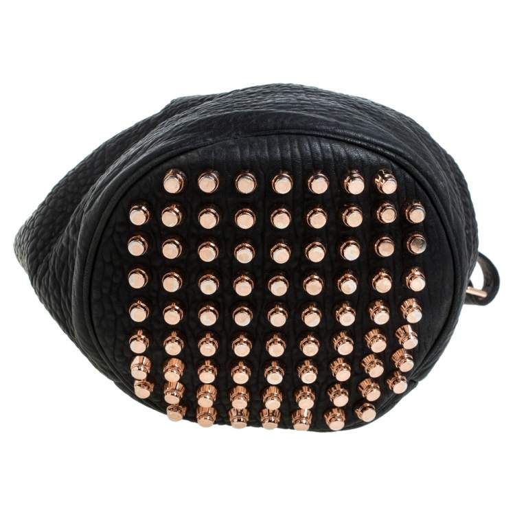 Pre Owned Alexander Wang Black Textured Leather Diego Bucket Bag