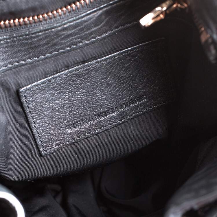 Pre Owned Alexander Wang Black Textured Leather Diego Bucket Bag