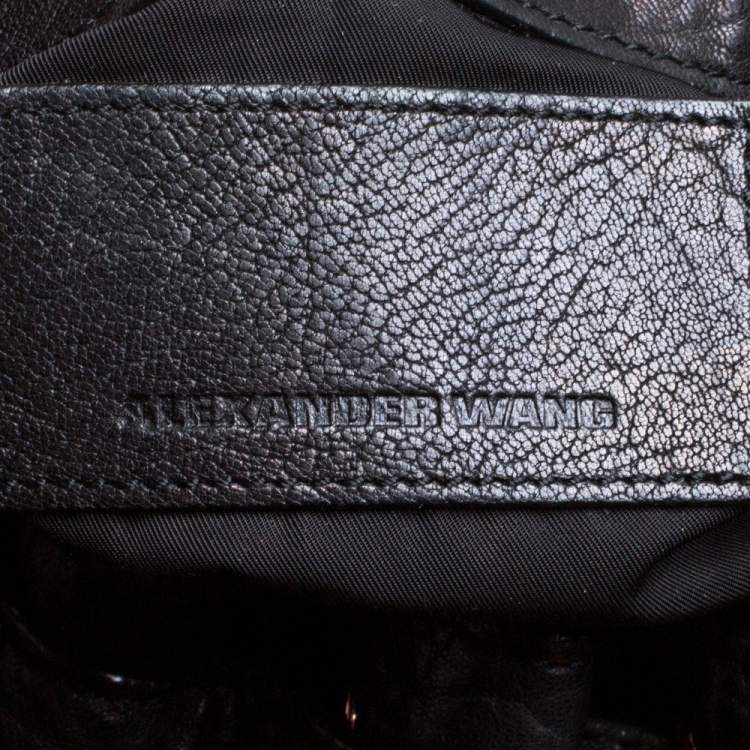 Pre Owned Alexander Wang Black Textured Leather Diego Bucket Bag
