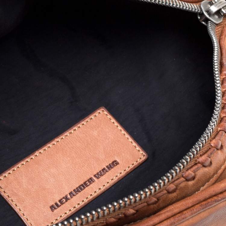 Pre Owned Alexander Wang Brown Leather Brady Football Clutch