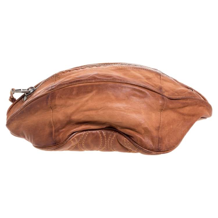 Pre Owned Alexander Wang Brown Leather Brady Football Clutch