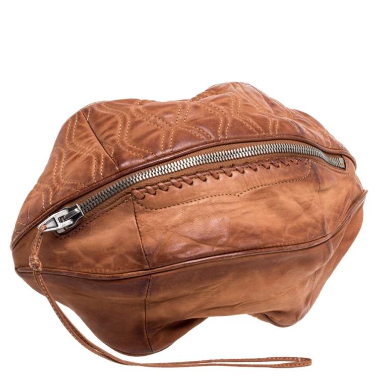 Pre Owned Alexander Wang Brown Leather Brady Football Clutch