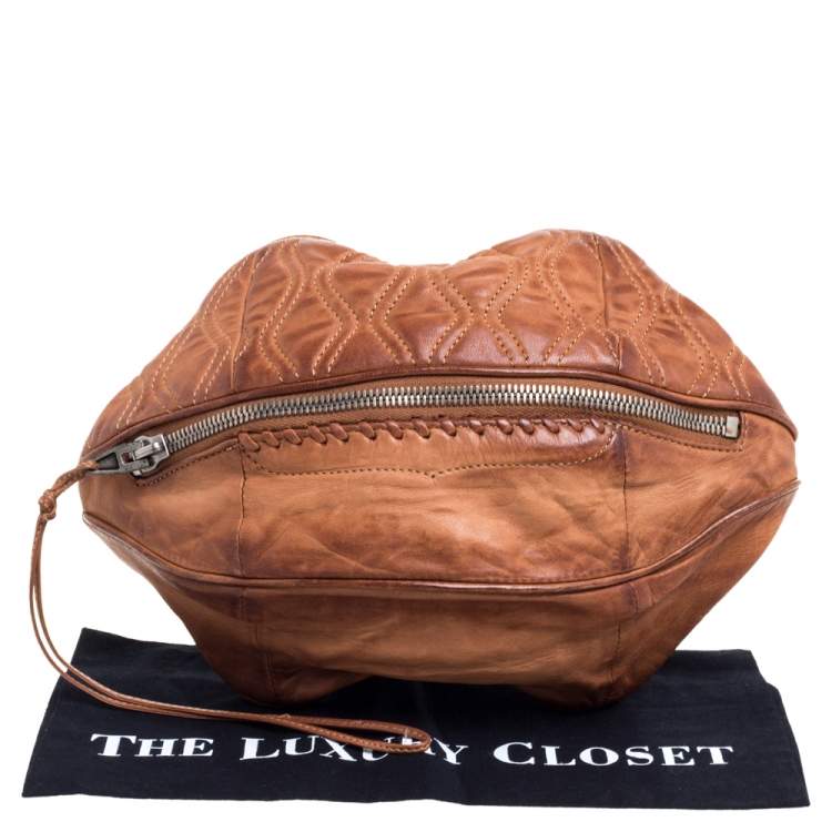 Pre Owned Alexander Wang Brown Leather Brady Football Clutch