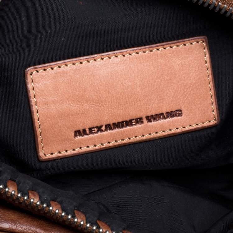 Pre Owned Alexander Wang Brown Leather Brady Football Clutch