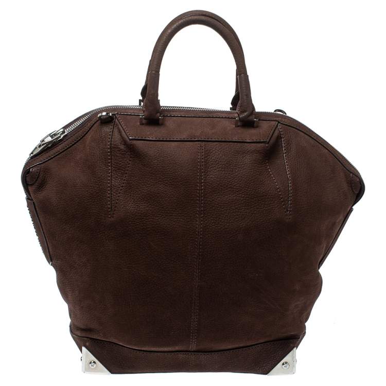 Pre Owned Alexander Wang Dark Brown Nubuck Leather Emile Satchel