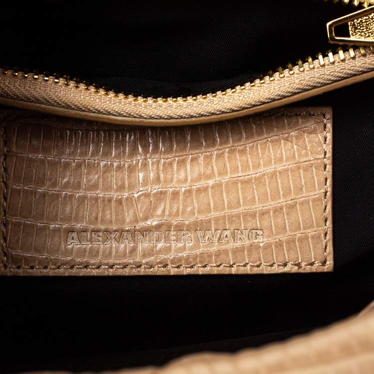 Pre Owned Alexander Wang Beige Croc and Lizard Embossed Leather Devere Tri Fold Bag