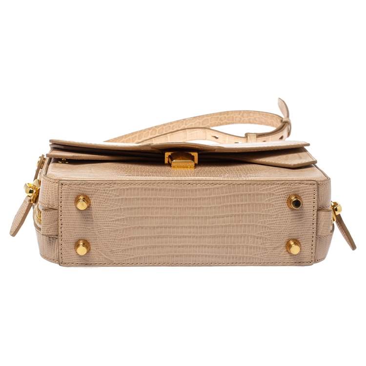 Pre Owned Alexander Wang Beige Croc and Lizard Embossed Leather Devere Tri Fold Bag