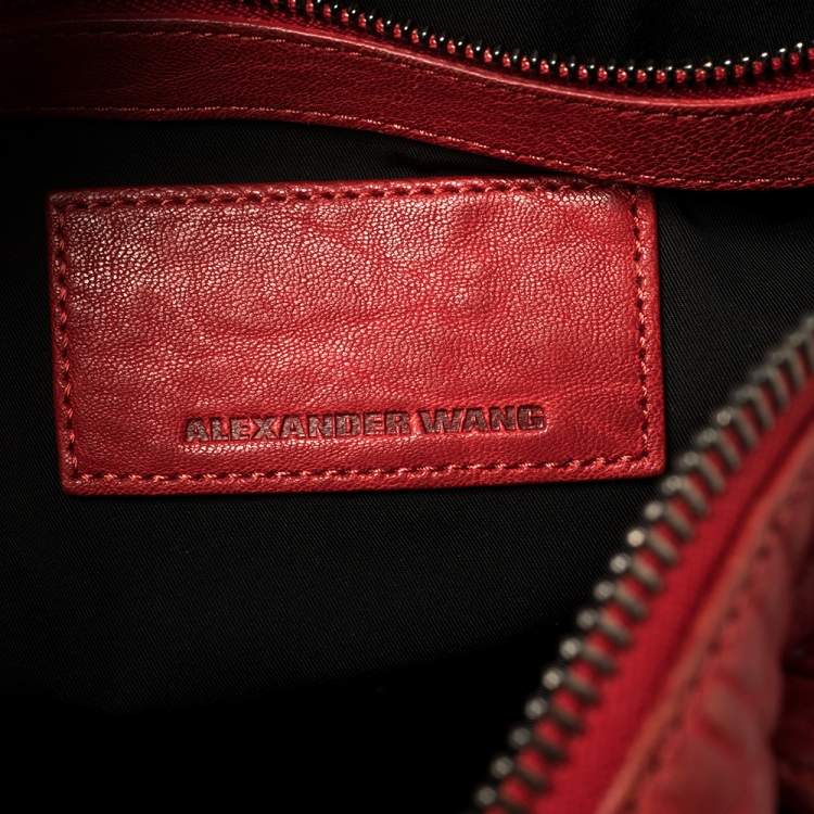 Pre Owned Alexander Wang Red Pebbled Leather Mini Rockie Satchel