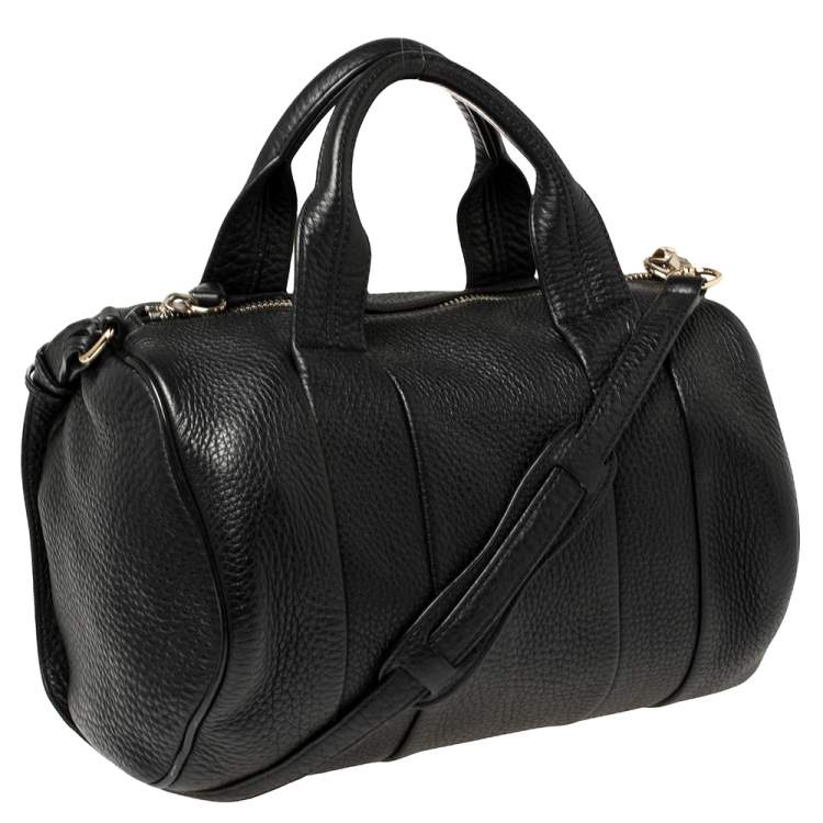 Pre Owned Alexander Wang Black Textured Leather Rocco Duffel Bag