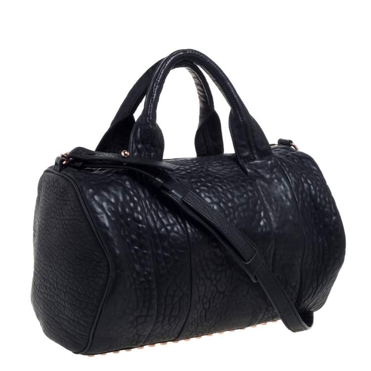 Pre Owned Alexander Wang Black Pebbled Leather Rocco Duffle Bag