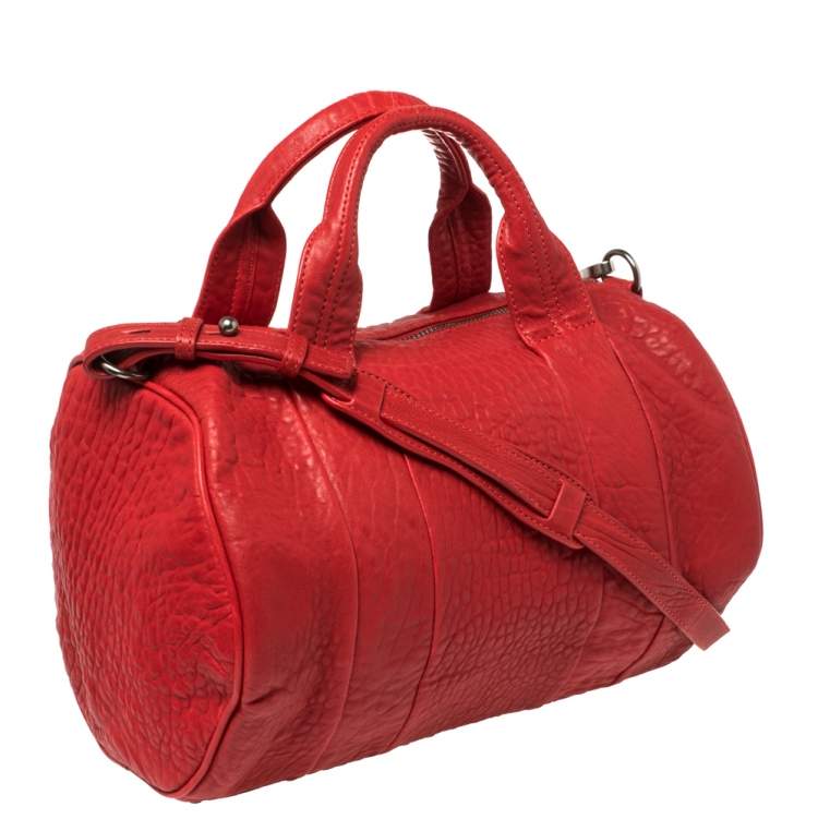 Pre Owned Alexander Wang Red Pebbled Leather Rocco Duffle Bag