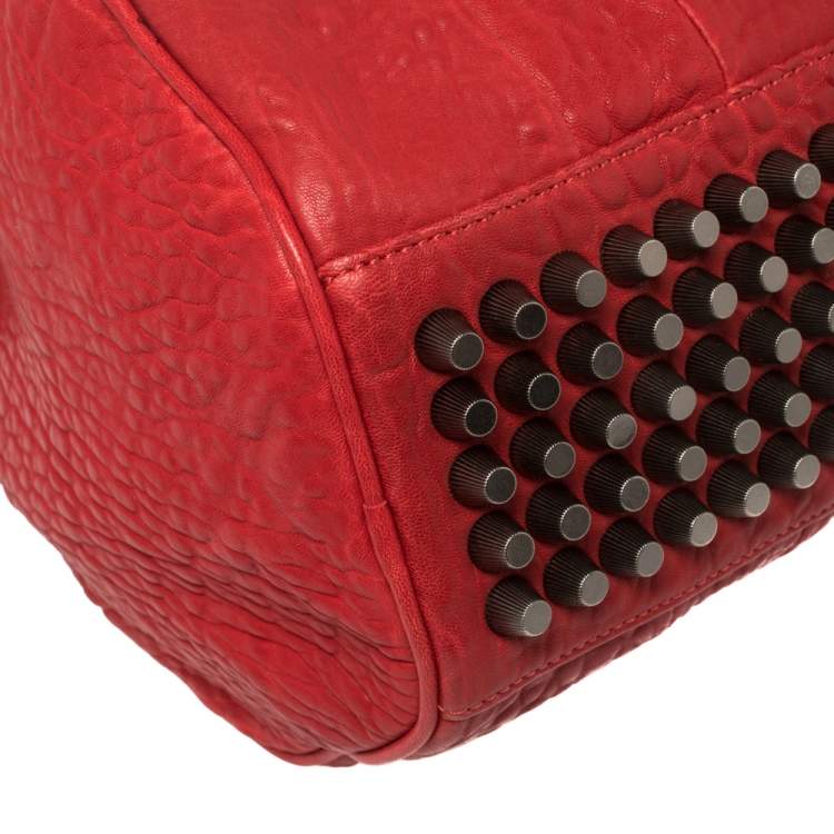Pre Owned Alexander Wang Red Pebbled Leather Rocco Duffle Bag