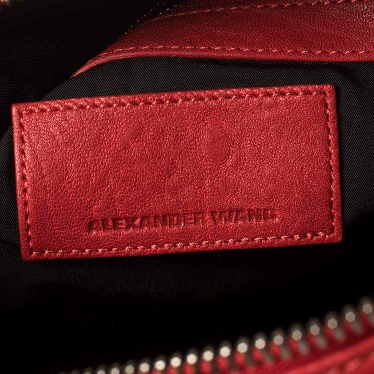 Pre Owned Alexander Wang Red Pebbled Leather Rocco Duffle Bag