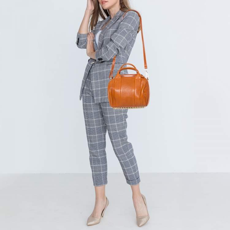 Pre Owned Alexander Wang Brown Pebbled Leather Small Rockie Satchel