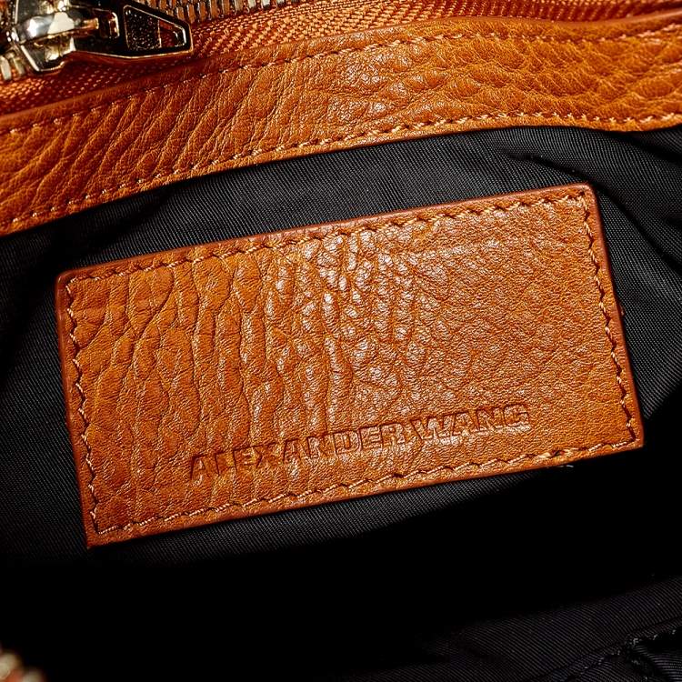 Pre Owned Alexander Wang Brown Pebbled Leather Small Rockie Satchel