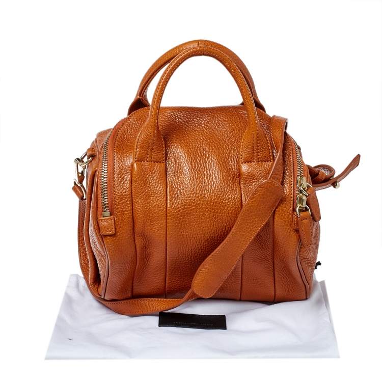 Pre Owned Alexander Wang Brown Pebbled Leather Small Rockie Satchel