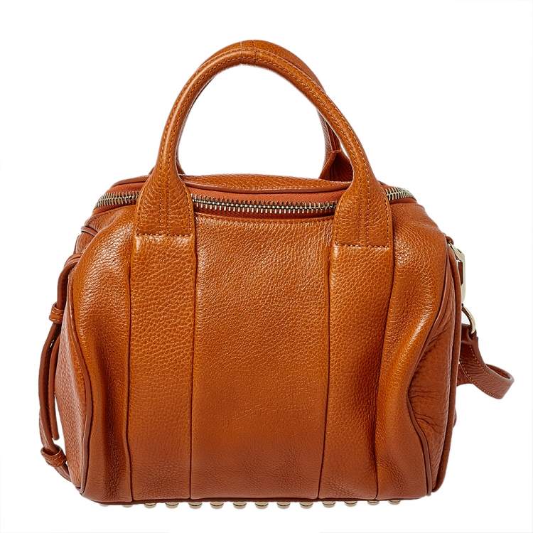 Pre Owned Alexander Wang Brown Pebbled Leather Small Rockie Satchel