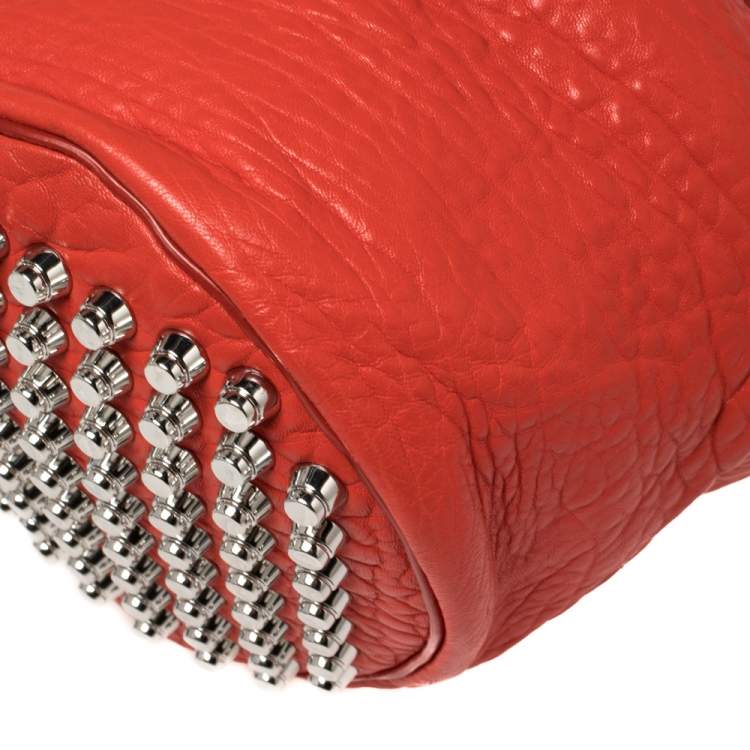 Pre Owned Alexander Wang Orange Textured Leather Diego Bucket Bag