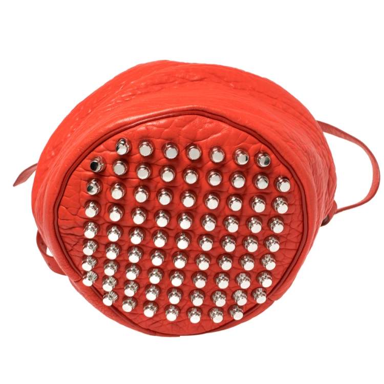 Pre Owned Alexander Wang Orange Textured Leather Diego Bucket Bag