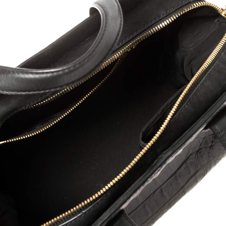 Pre Owned Alexander Wang Black Croc Embossed Leather Pelican Tote