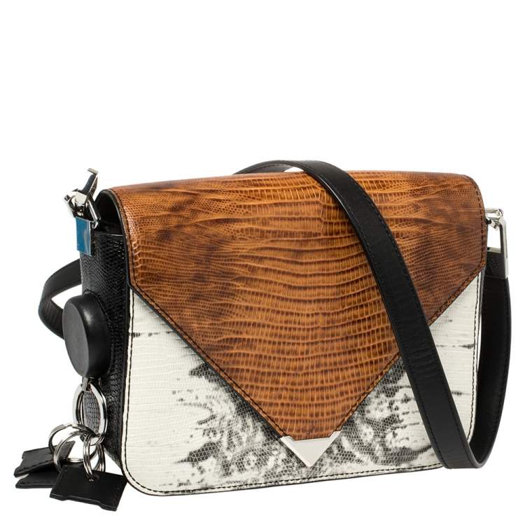 Pre Owned Alexander Wang Multicolor Lizard Embossed Leather Small Prisma Envelope Crossbody Bag