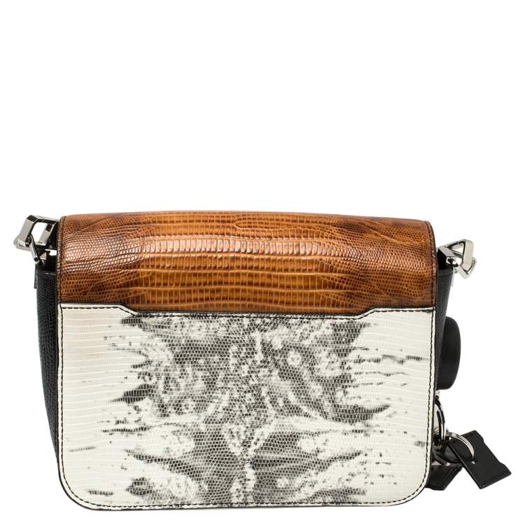 Pre Owned Alexander Wang Multicolor Lizard Embossed Leather Small Prisma Envelope Crossbody Bag