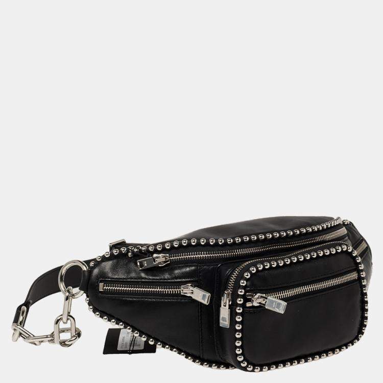 Pre Owned Alexander Wang Black Leather Studded Attica Fanny Belt Bag