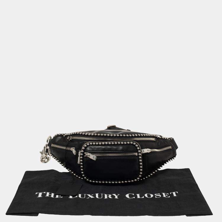 Pre Owned Alexander Wang Black Leather Studded Attica Fanny Belt Bag