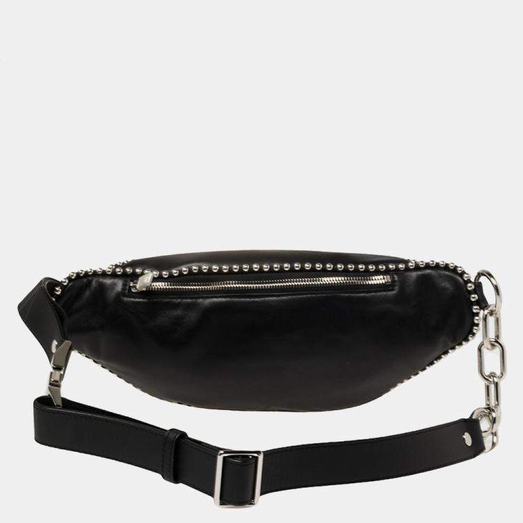 Pre Owned Alexander Wang Black Leather Studded Attica Fanny Belt Bag