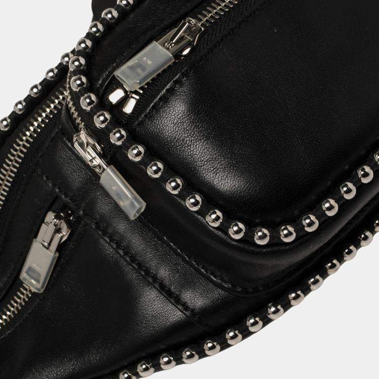 Pre Owned Alexander Wang Black Leather Studded Attica Fanny Belt Bag