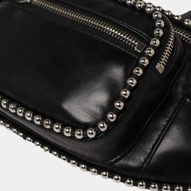 Pre Owned Alexander Wang Black Leather Studded Attica Fanny Belt Bag